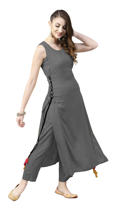 Grey Coloured Fancy Designer Rayon Kurti!!