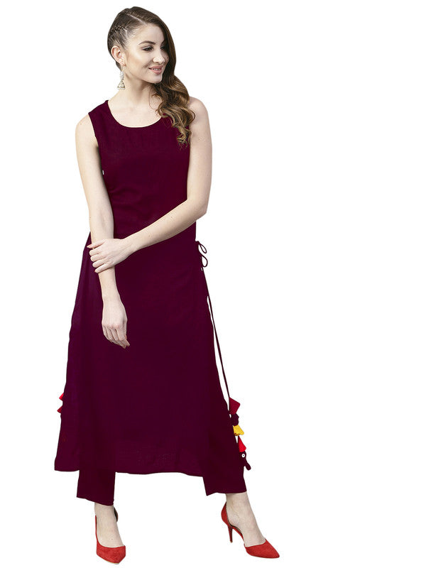 Maroon Coloured Fancy Designer Rayon Kurti!!