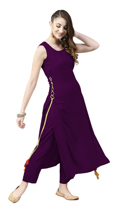 Wine Coloured Fancy Designer Rayon Kurti!!