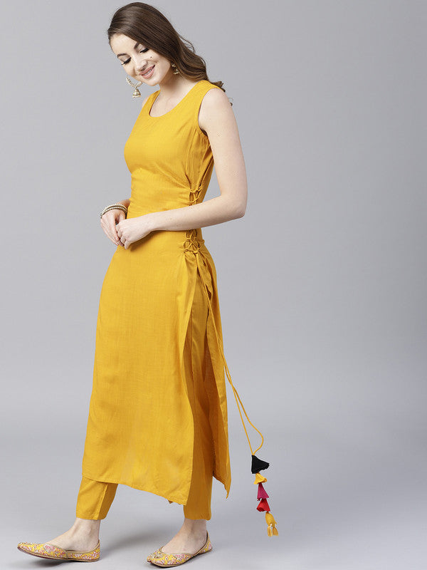 Yellow Coloured Fancy Designer Rayon Kurti!!