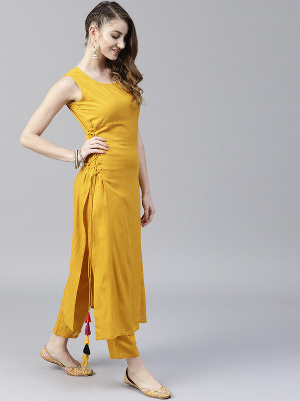 Yellow Coloured Fancy Designer Rayon Kurti!!