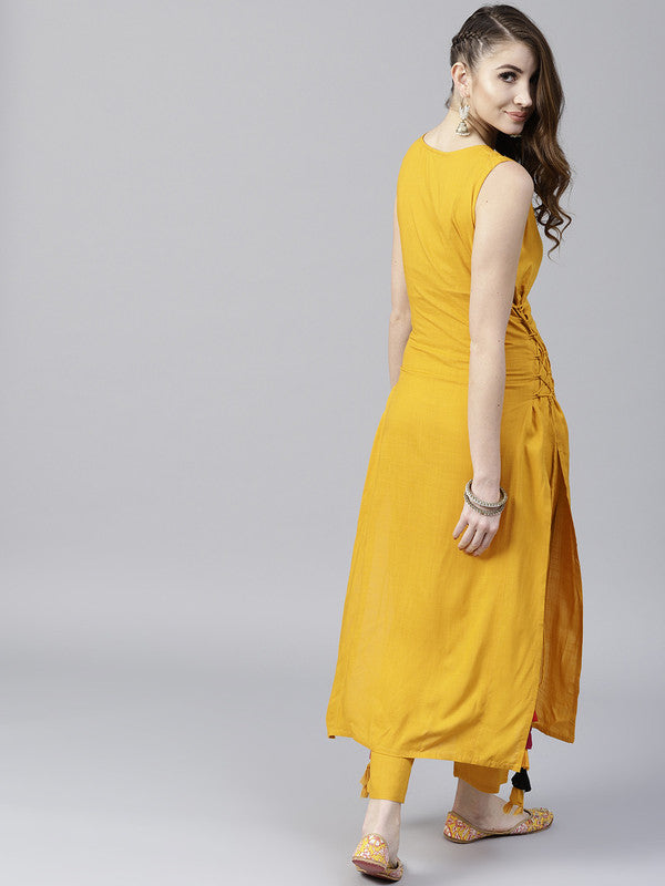 Yellow Coloured Fancy Designer Rayon Kurti!!