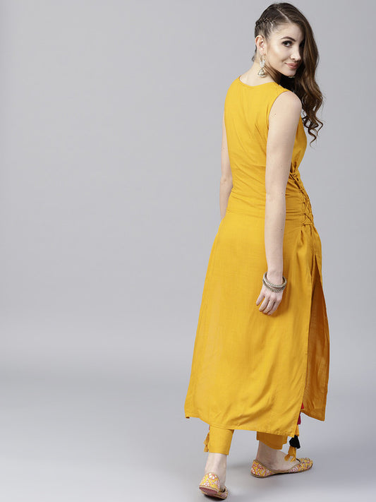 Yellow Coloured Fancy Designer Rayon Kurti!!