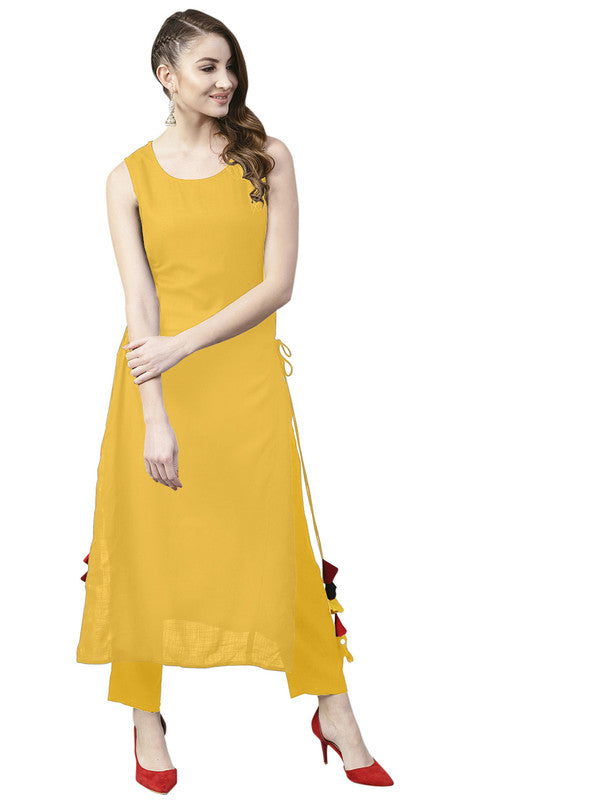 Yellow Coloured Fancy Designer Rayon Kurti!!