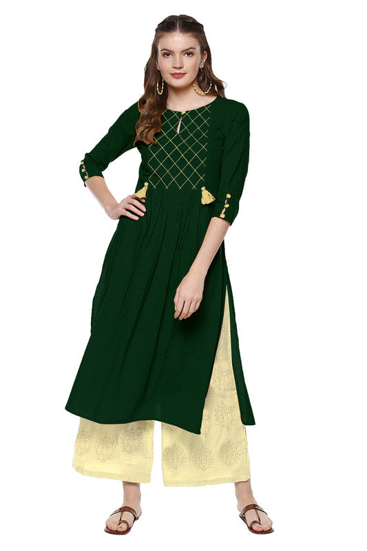 Green Coloured Fancy Designer Rayon Kurti!!