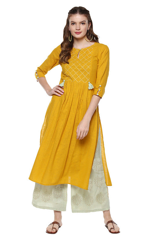 Yellow Coloured Fancy Designer Rayon Kurti!!