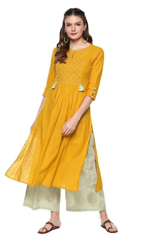 Yellow Coloured Fancy Designer Rayon Kurti!!