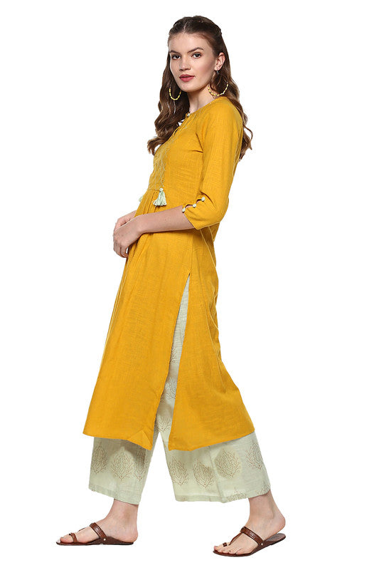 Yellow Coloured Fancy Designer Rayon Kurti!!