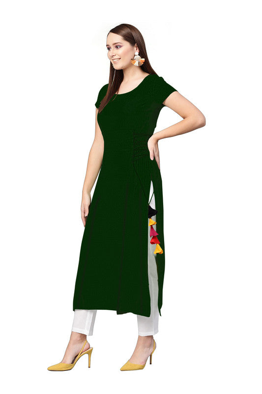 Green Coloured Fancy Designer Rayon Kurti!!