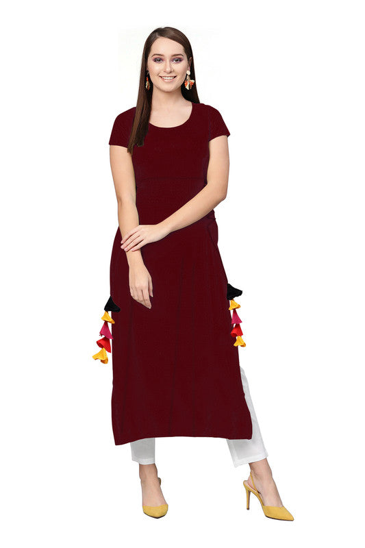 Maroon Coloured Fancy Designer Rayon Kurti!!