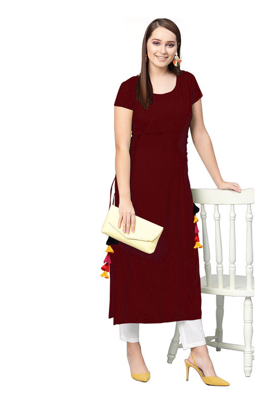 Maroon Coloured Fancy Designer Rayon Kurti!!