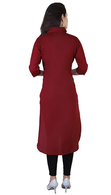 Maroon Coloured Fancy Designer Rayon Kurti!!