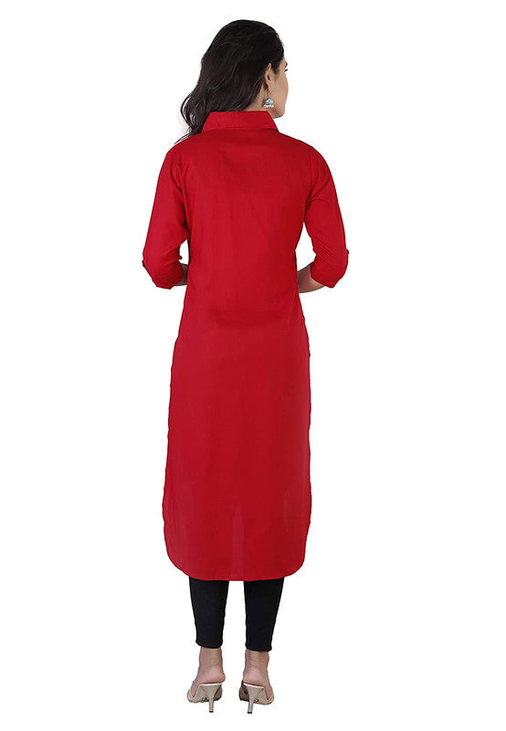 Red Coloured Fancy Designer Rayon Kurti!!