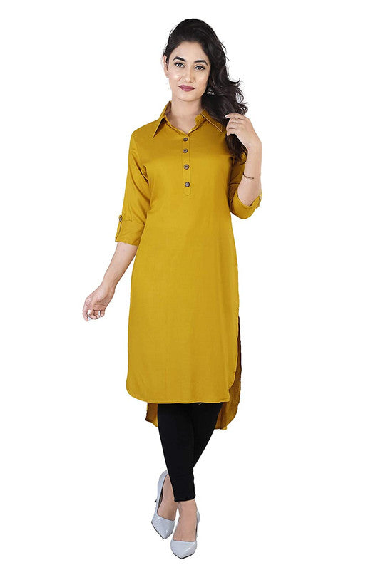 Yellow Coloured Fancy Designer Rayon Kurti!!