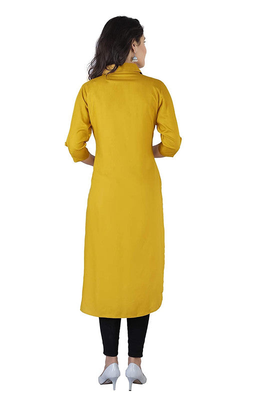 Yellow Coloured Fancy Designer Rayon Kurti!!