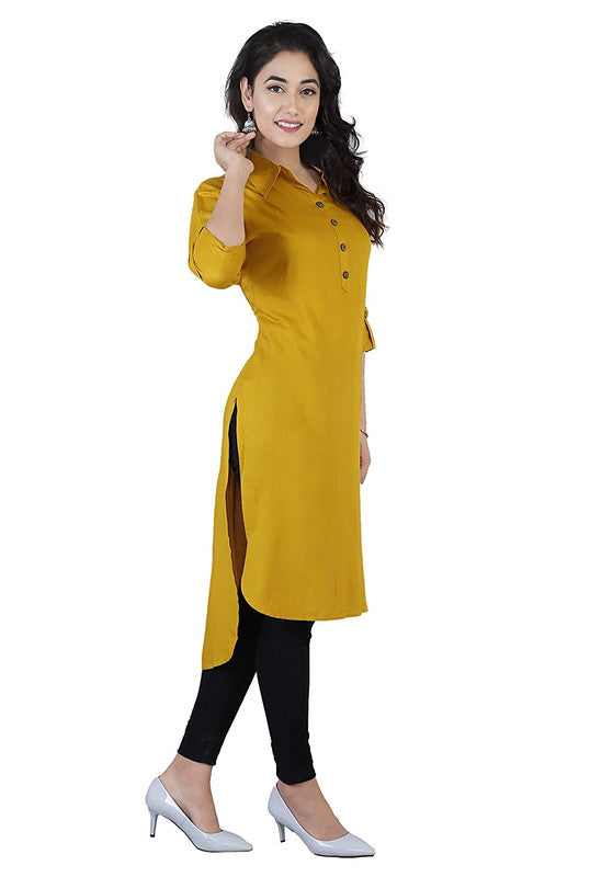 Yellow Coloured Fancy Designer Rayon Kurti!!