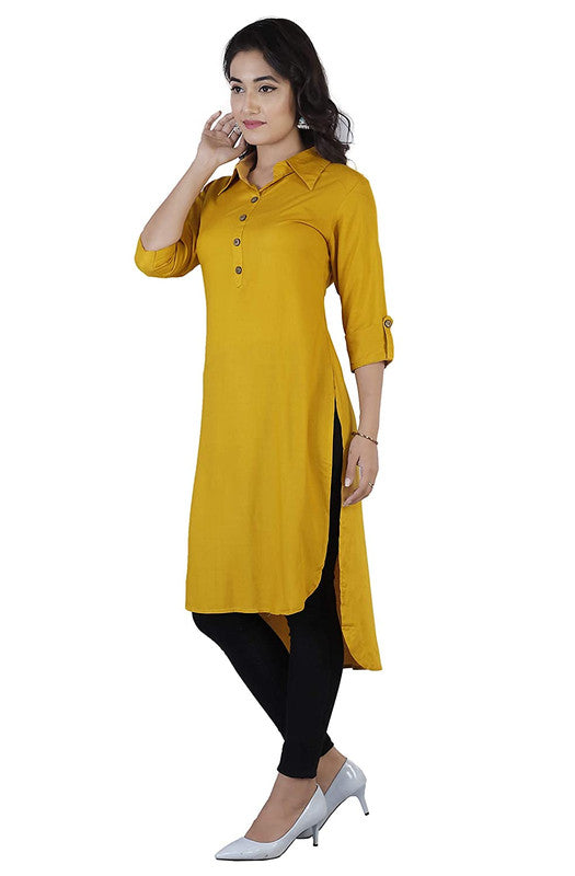 Yellow Coloured Fancy Designer Rayon Kurti!!