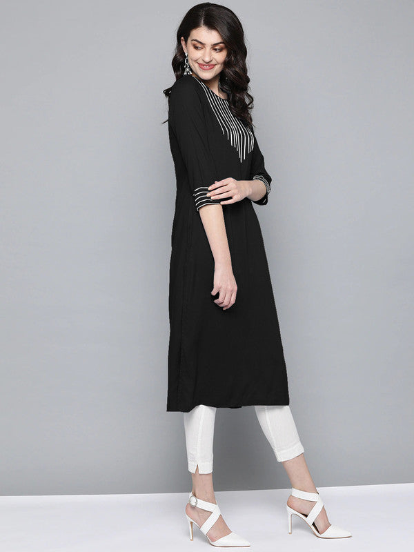 Black Coloured Fancy Designer Rayon Kurti!!