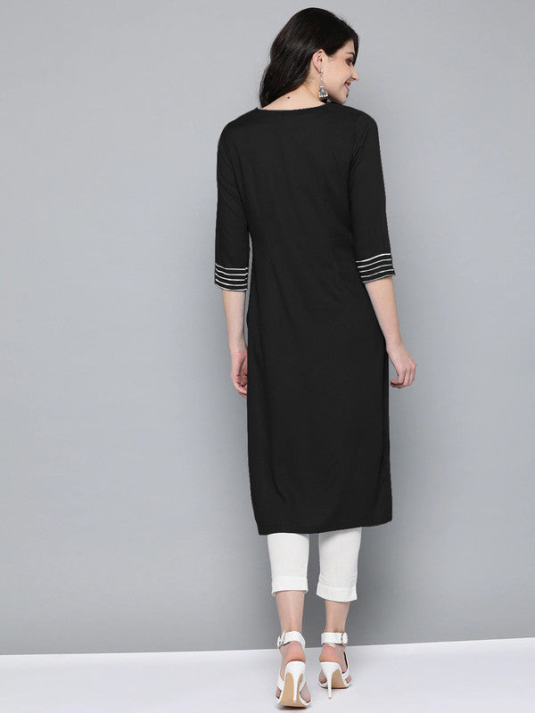 Black Coloured Fancy Designer Rayon Kurti!!