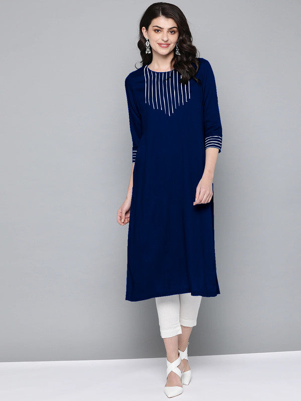 Blue Coloured Fancy Designer Rayon Kurti!!