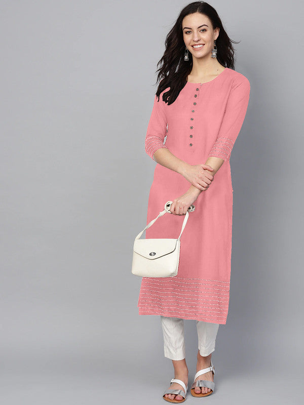 Pink Coloured Fancy Designer Rayon Kurti!!