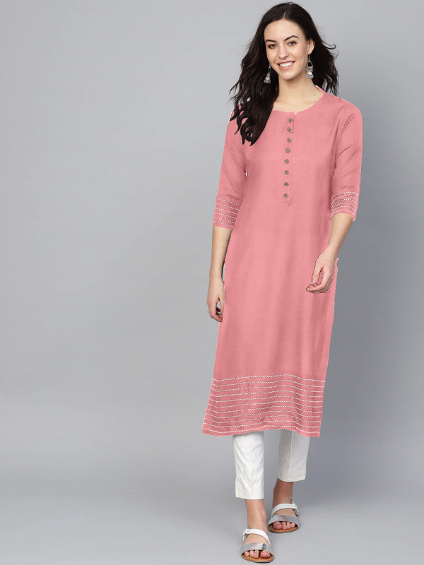 Pink Coloured Fancy Designer Rayon Kurti!!