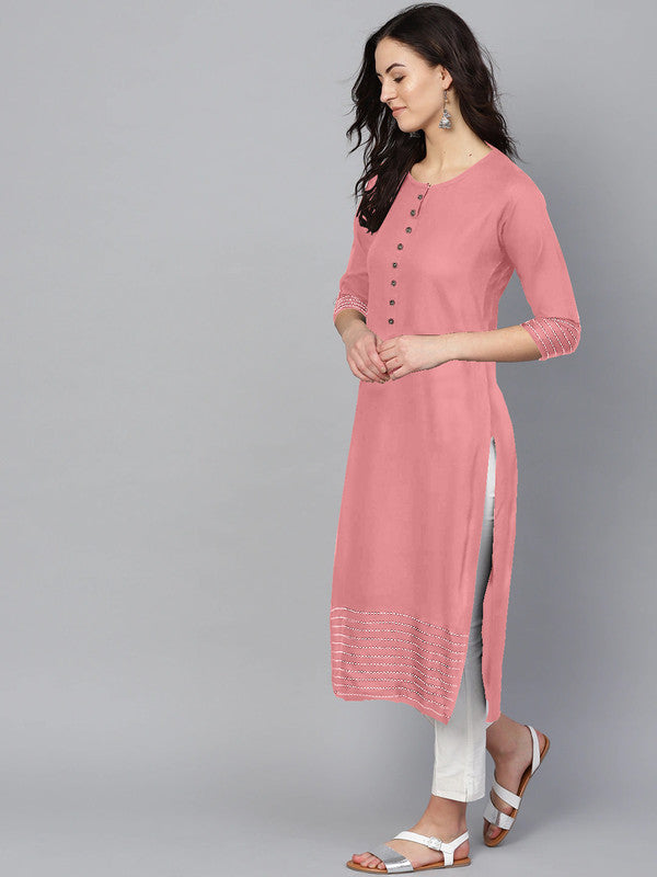 Pink Coloured Fancy Designer Rayon Kurti!!