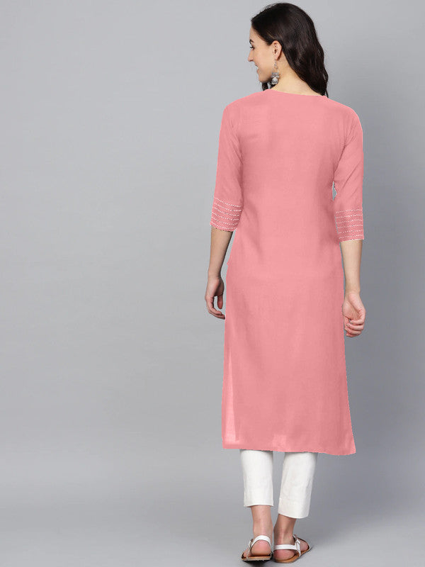 Pink Coloured Fancy Designer Rayon Kurti!!