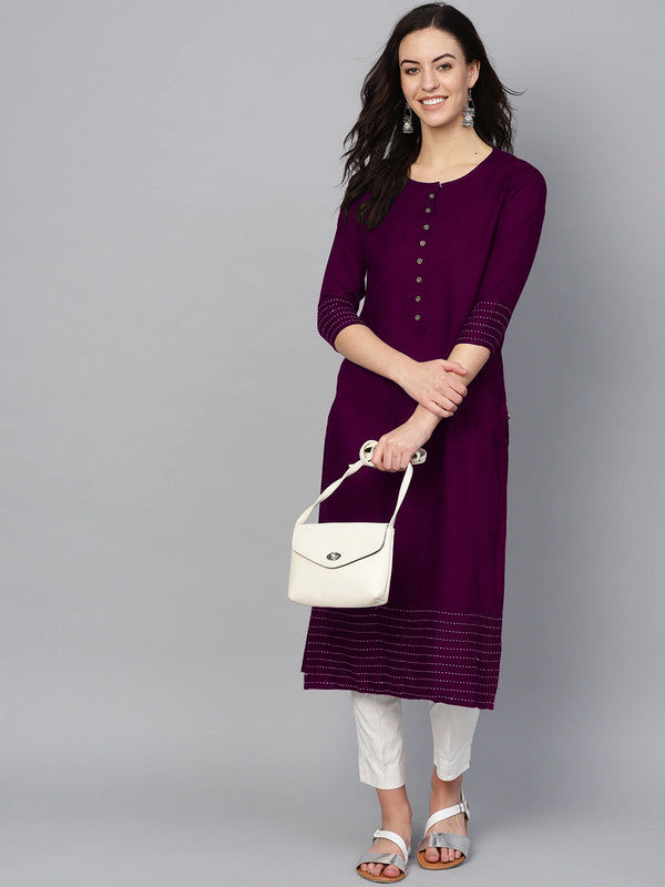 Wine Coloured Fancy Designer Rayon Kurti!!