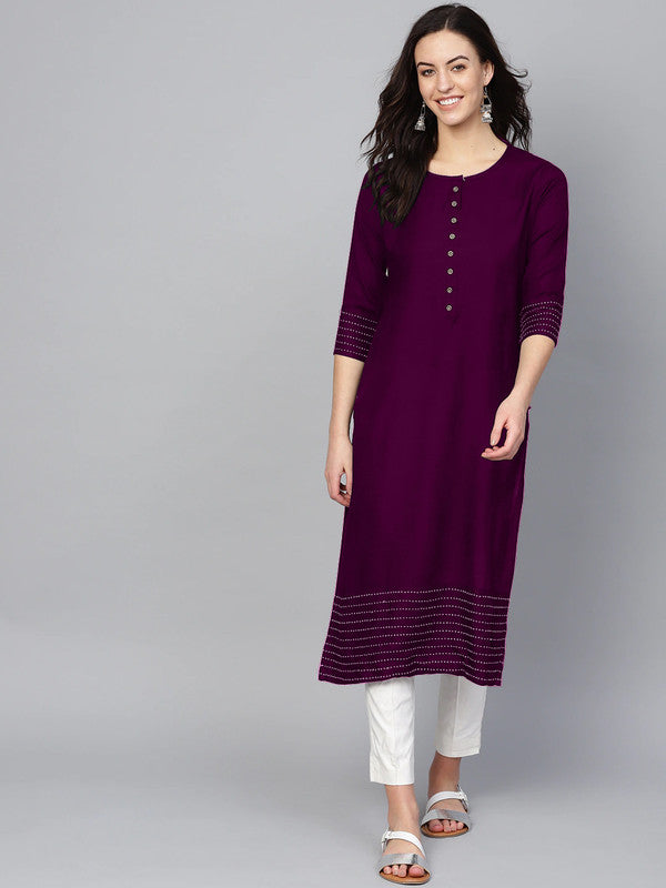 Wine Coloured Fancy Designer Rayon Kurti!!