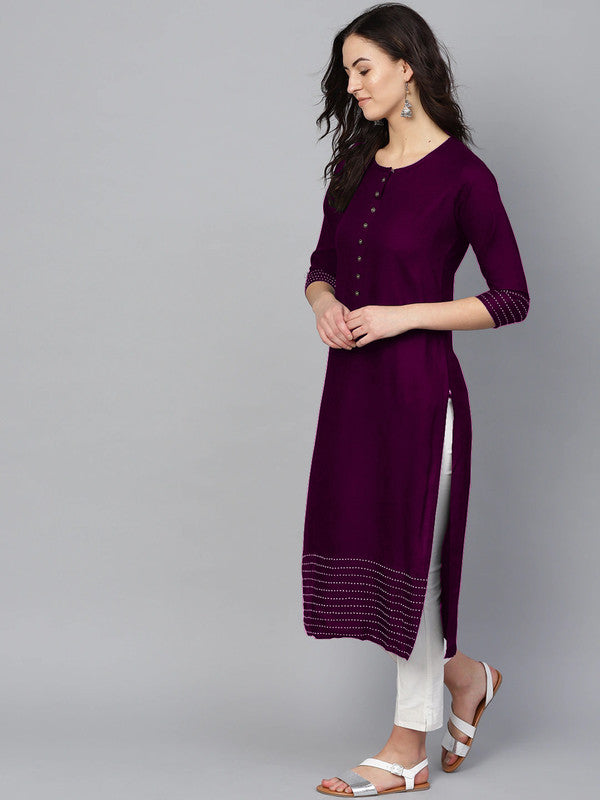 Wine Coloured Fancy Designer Rayon Kurti!!