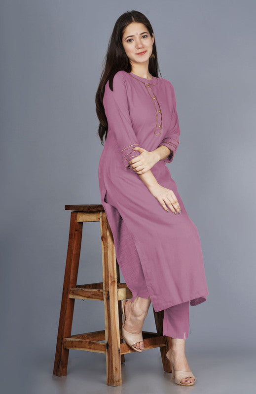 Dark Pink Coloured Fancy Designer Rayon Kurti with Bottom!!