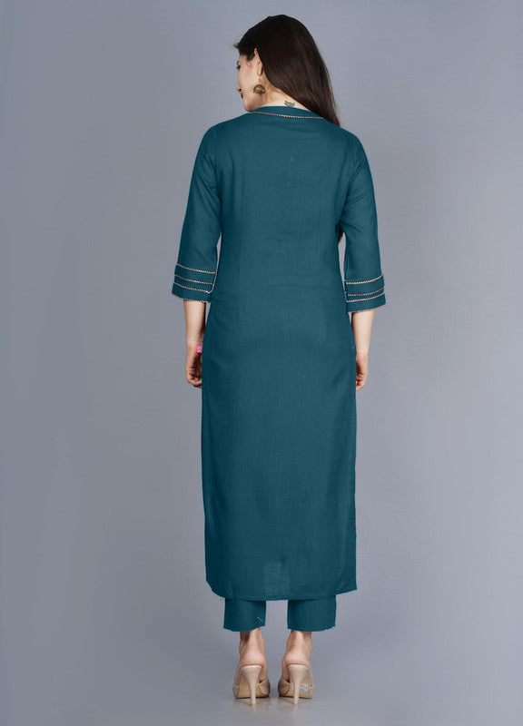 Dark Rama Green Coloured Fancy Designer Rayon Kurti with Bottom!!