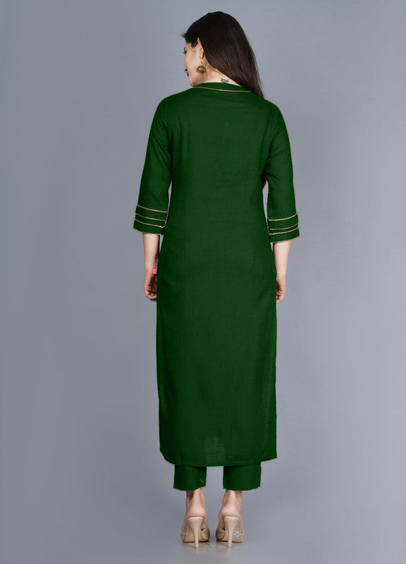 Dark-green plain rayon kurti - Trend Factory - 2902617