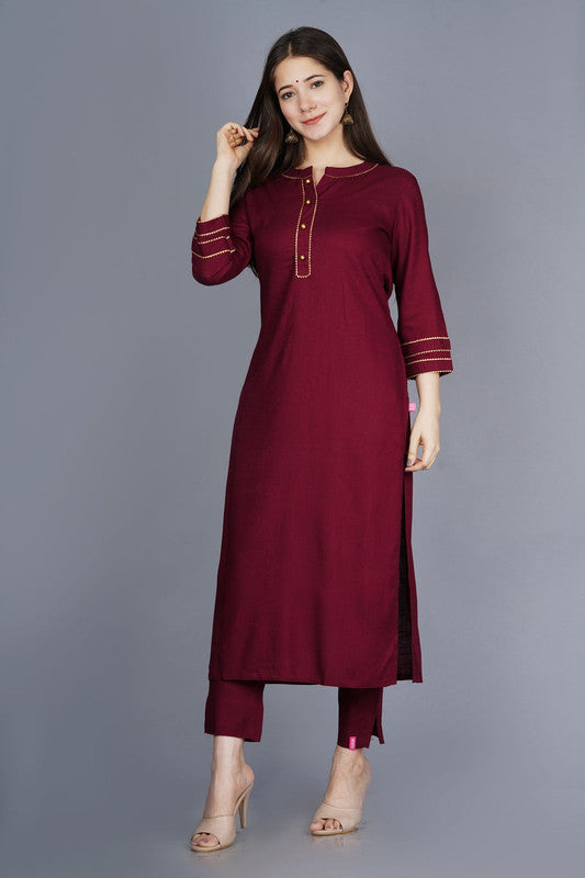 Maroon Coloured Fancy Designer Rayon Kurti with Bottom!!