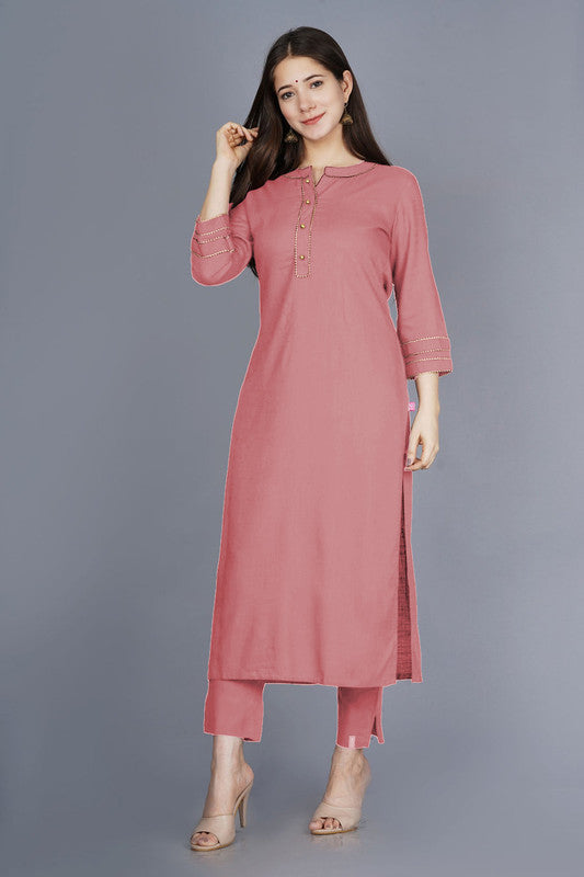 Pink Coloured Fancy Designer Rayon Kurti with Bottom!!