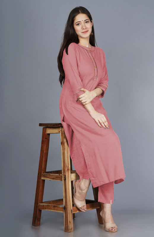 Pink Coloured Fancy Designer Rayon Kurti with Bottom!!