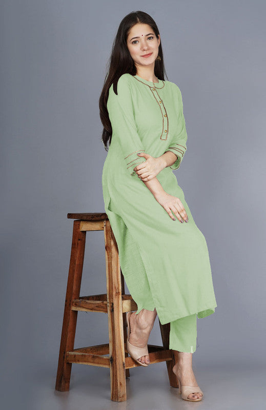 Pista Coloured Fancy Designer Rayon Kurti with Bottom!!