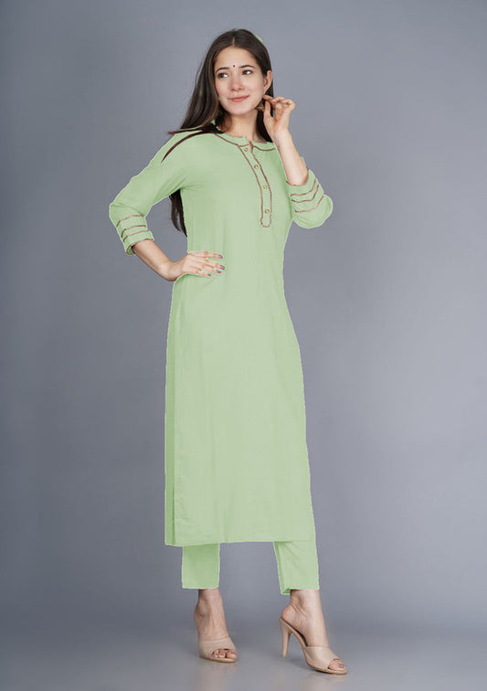 Pista Coloured Fancy Designer Rayon Kurti with Bottom!!