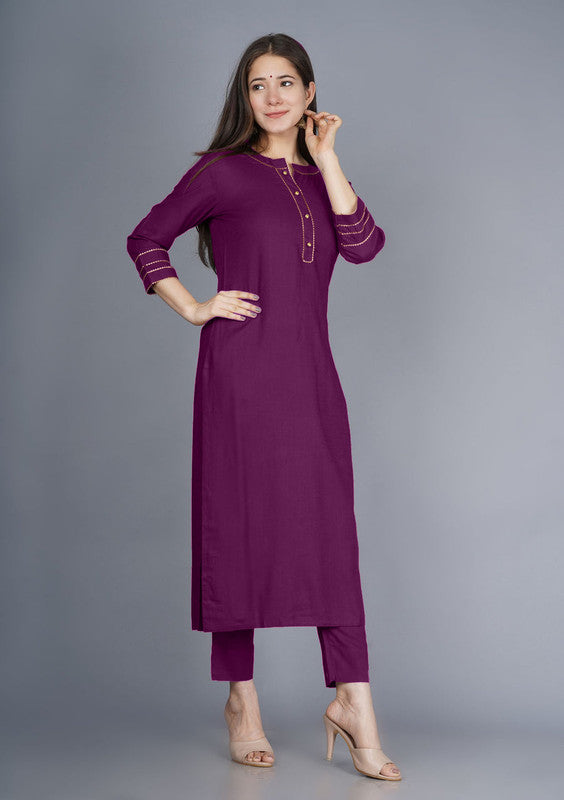 Wine Coloured Fancy Designer Rayon Kurti with Bottom!!