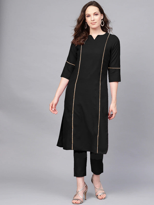 Black Coloured Fancy Designer Rayon Kurti!!