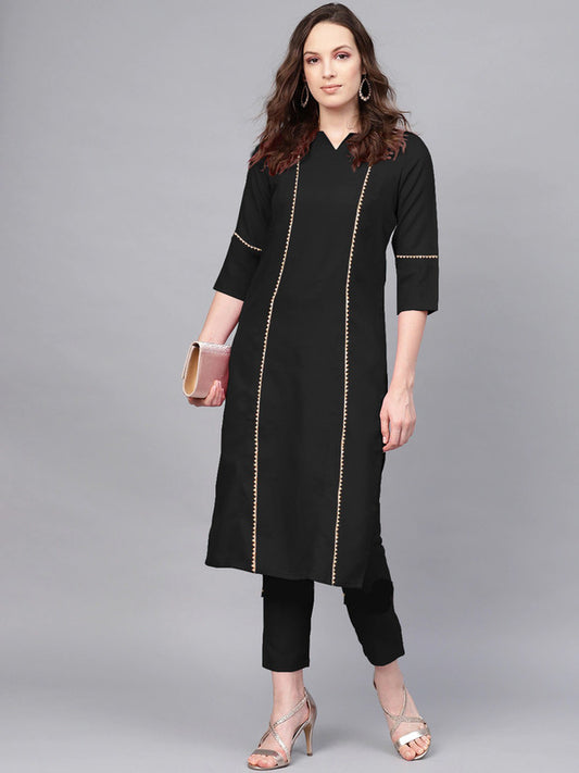 Black Coloured Fancy Designer Rayon Kurti!!