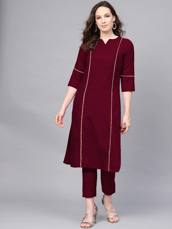 Maroon Coloured Fancy Designer Rayon Kurti!!