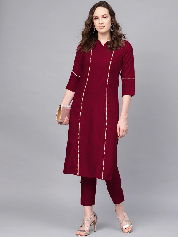 Maroon Coloured Fancy Designer Rayon Kurti!!