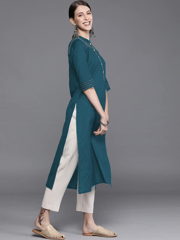 Dark Rama Green Coloured Fancy Designer Rayon Kurti!!