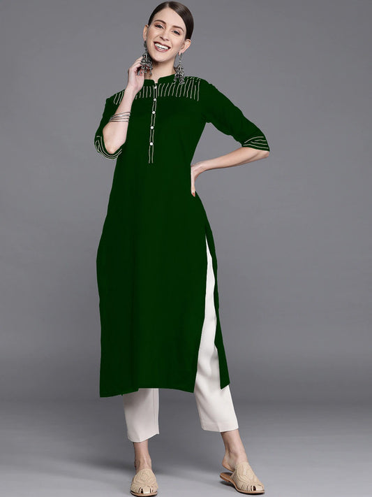 Green Coloured Fancy Designer Rayon Kurti!!