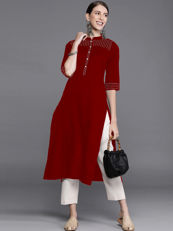 Maroon Coloured Fancy Designer Rayon Kurti!!