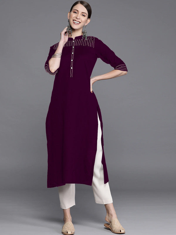 Wine Coloured Fancy Designer Rayon Kurti!!