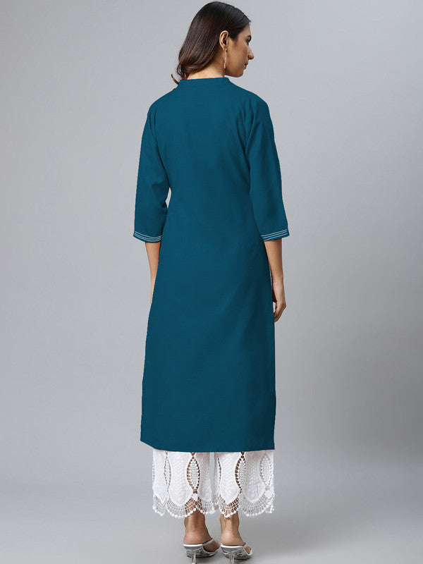 Dark Rama Blue Coloured Fancy Designer Rayon Kurti!!