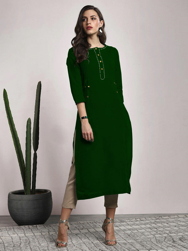 Green Coloured Fancy Designer Rayon Kurti!!